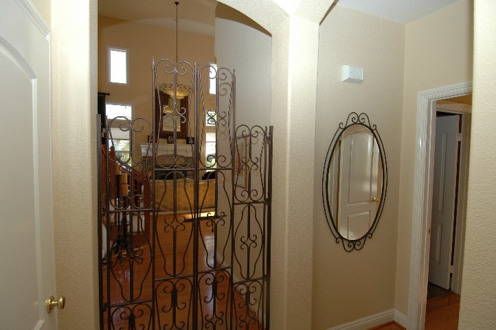 Delicately Scrolled Wrought Iron gated acces to formal space...