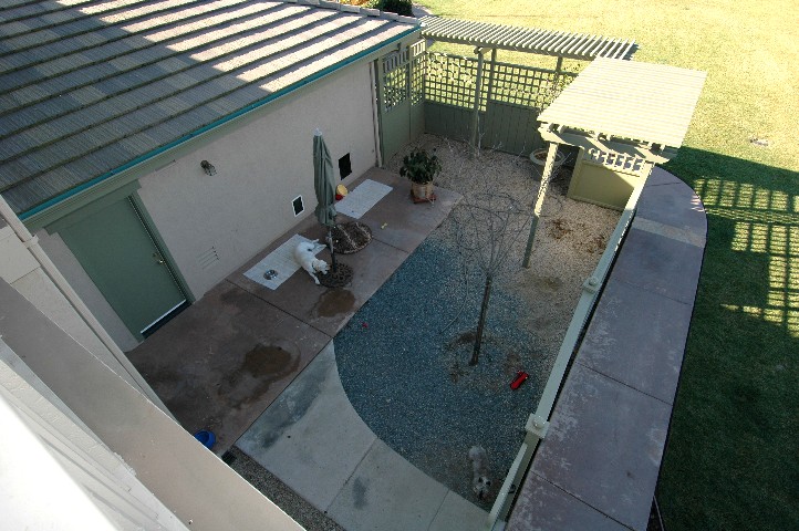 Aerial view of the excellent Kennel off the garage...