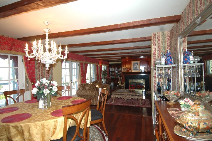 A Wall of French Doors to the Gardens... and Capo-di-Monte Antique Italian Fixtures...