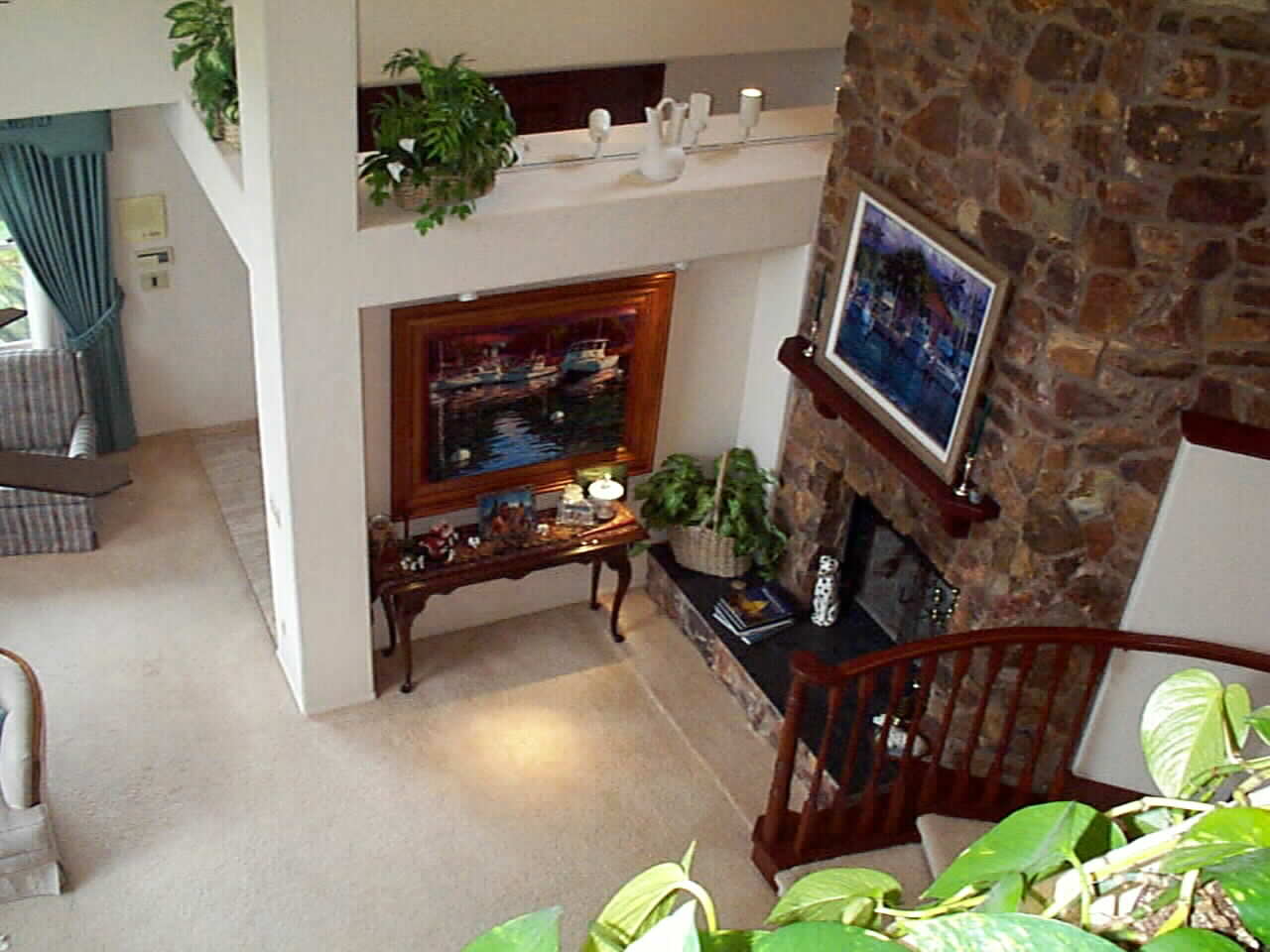 Dramatic Overlook of Living Room from Master Suite approach