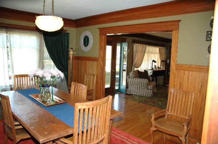 Gum Wood Paneling... hardwood floors... and I love that entry !